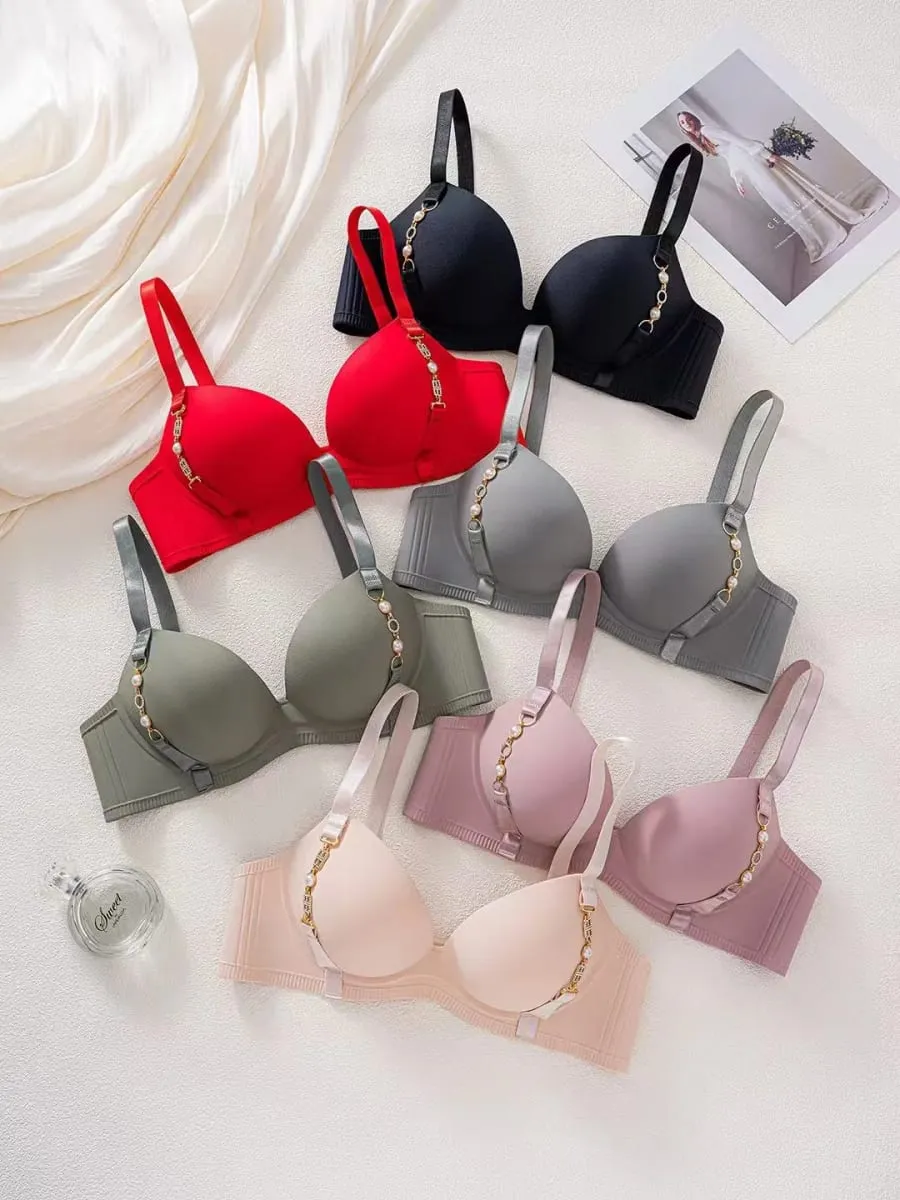 Women's Seamless Push Up Lingerie Small Breast Gathering Anti-sagging No Steel Ring Bra