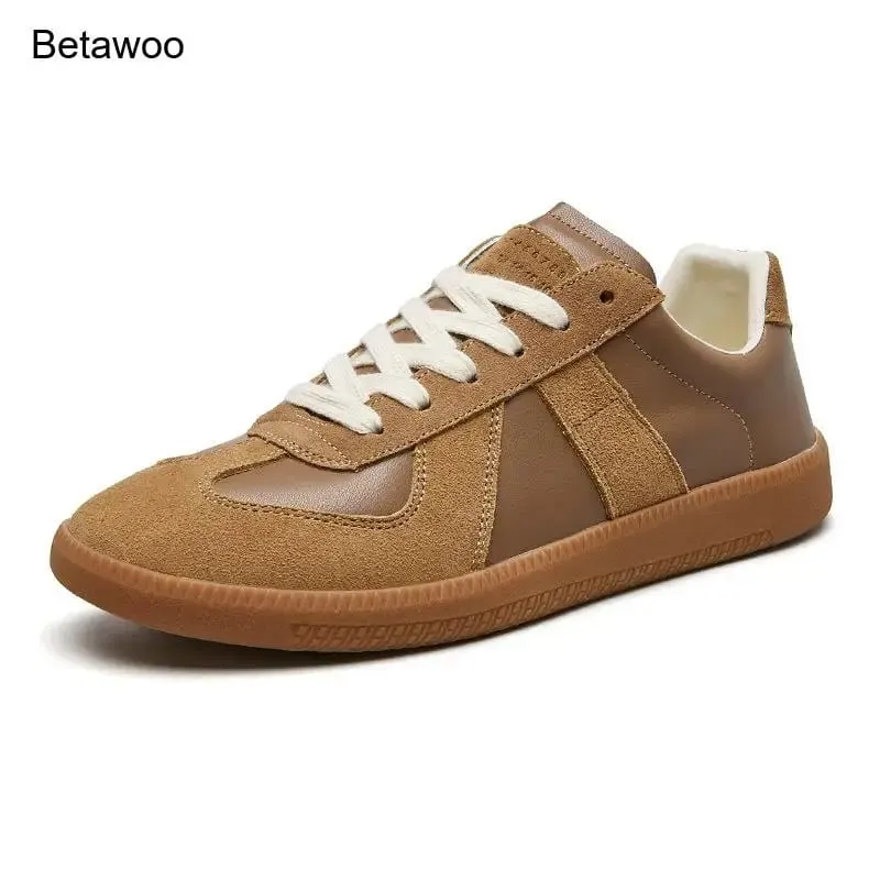Men Retro Suede Leather Casual Sneakers Lace Up Flat Skate Shoes Comfortable Non Slip Sports Shoes for Men — image 6