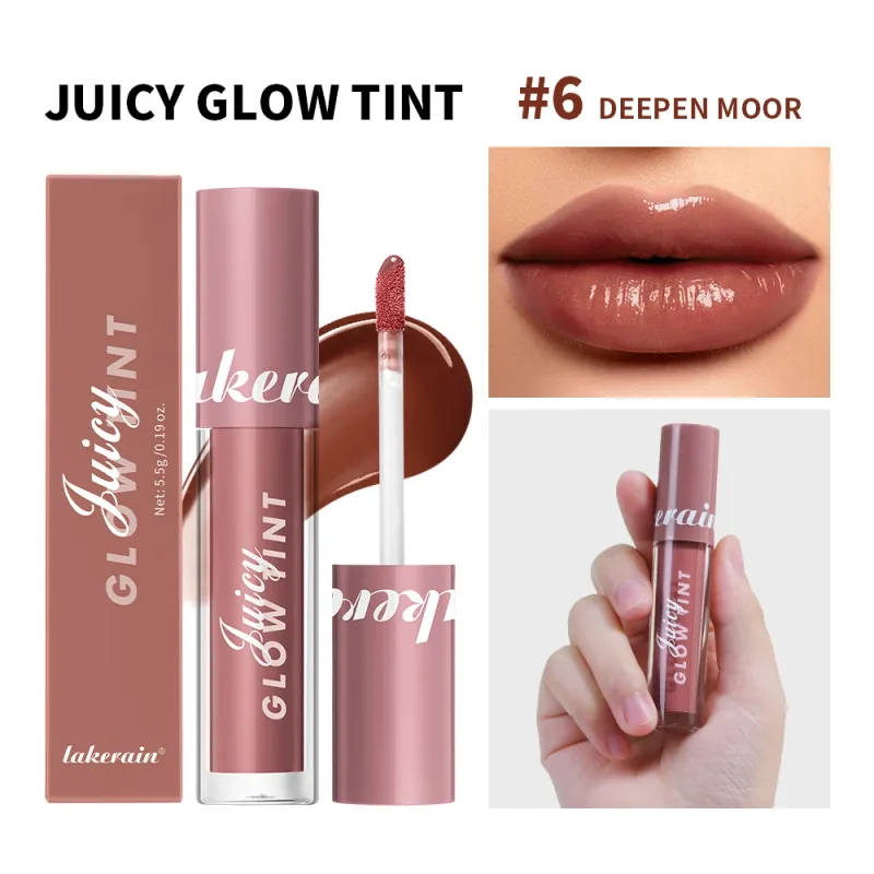 Juicy Glow Lip Tint Mirror Shine Lip Gloss Deep Hydrating Long-Lasting Dewy Moisturizing Non-Sticky High Shine Tinted Lip Makeup