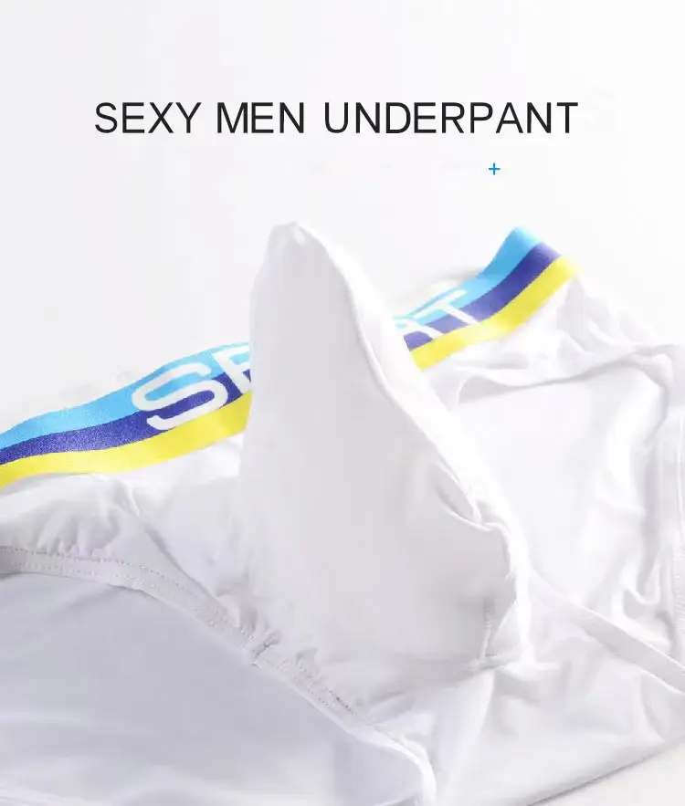 Men's Elephant Nose U Convex Briefs Breathable Mesh Silk Summer Underwear with Pouch