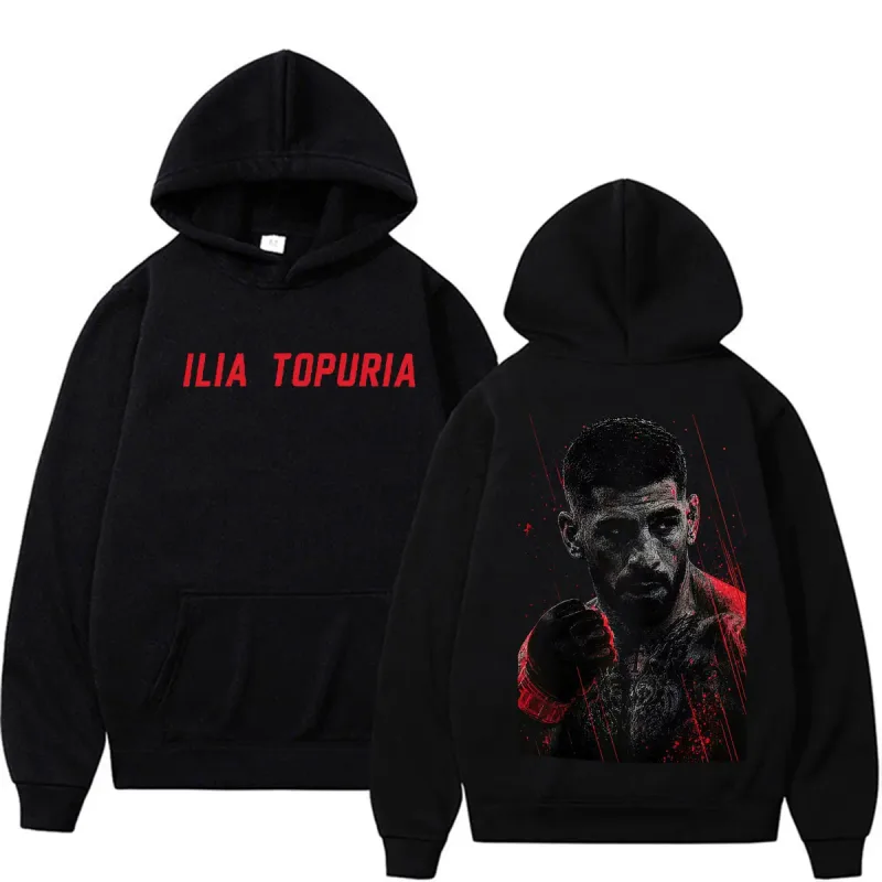 Ilia Topuria El Matador Vintage Graphic Hoodies Men's Clothing Violence Aesthetic Sweatshirts Casual Fleece Pullovers Streetwear