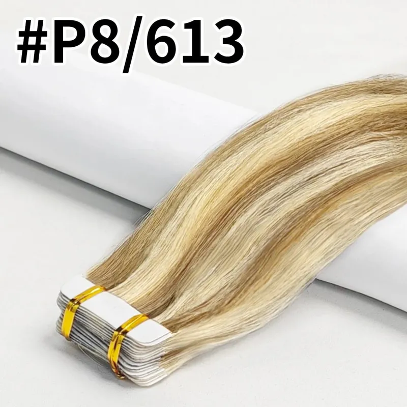 Highlight 4/27 Straight Tape In Human Hair Extensions 100% Human Hair — image 15