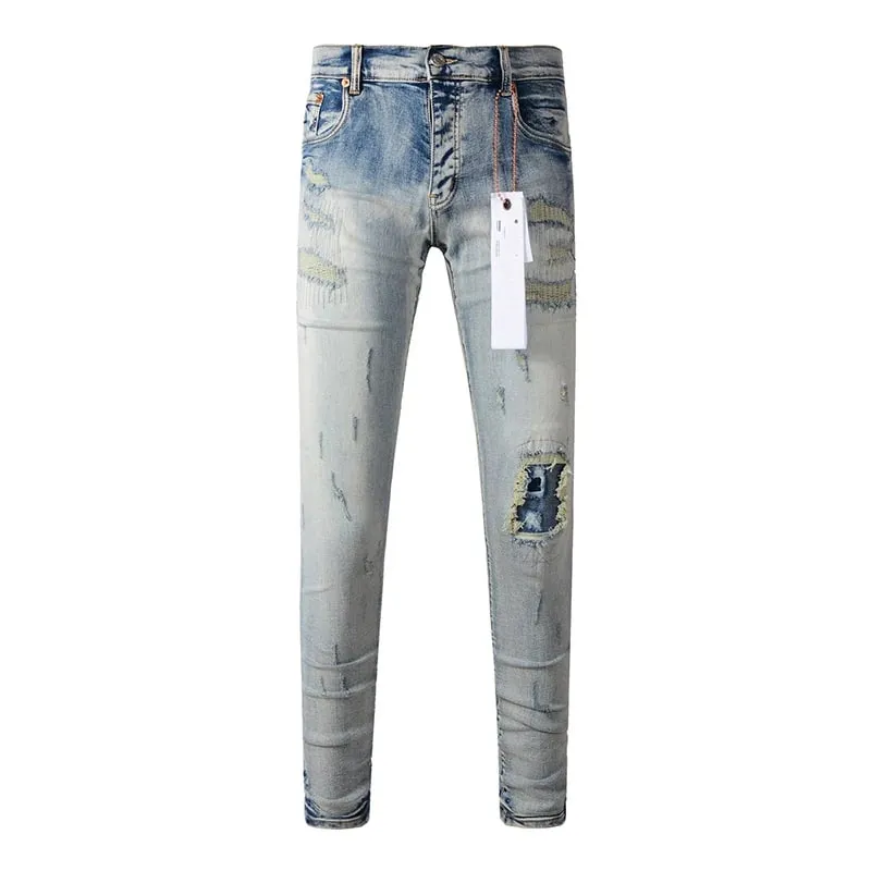 Men's Distressed High Street School Boys Fashion American Style Stretch Skinny Fit Ripped Jeans — image 10