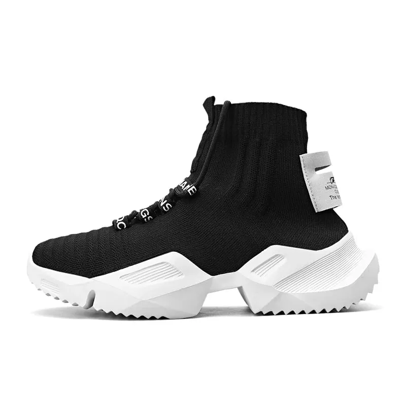 Fesyen Kasut Kasut Jaring Lelaki Berkualiti Tinggi Kasut Kasual Ringan Selesa Bertali Sneakers Tinggi Atasan Lelaki Berjalan