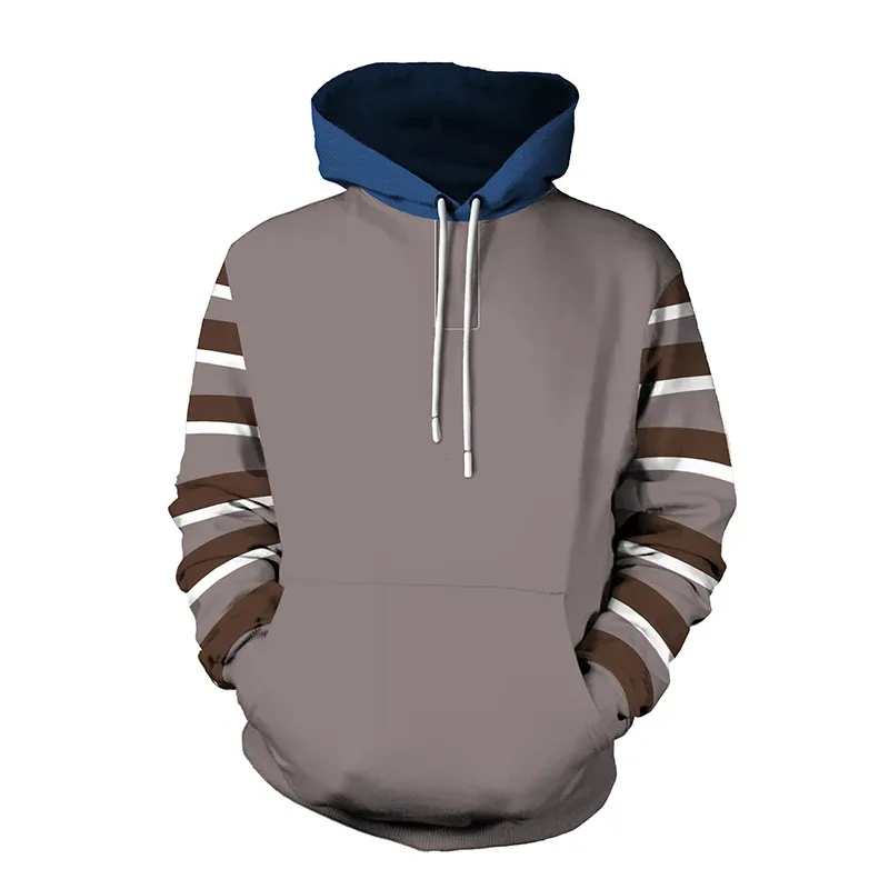 2024 Fesyen Bercetak Corak Berjalur Pullover Lelaki Kasual Bersaiz Besar Hoodie Longgar Street Design Harajuku Baju Sweat Lelaki — image 19