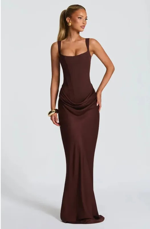 Gelbes, trägerloses, plissiertes Frauen-Split-Maxikleid, elegantes, ärmelloses Taillen-Cinch-Slim-Fit-Kleid, 2026, Damen-Tagesparty-Kleider — image 14