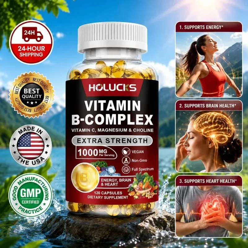 High Absorption B-Complex Capsules with Biotin & Folate Support Mood Balance Immune Skin & Nails Health for Daily Life
