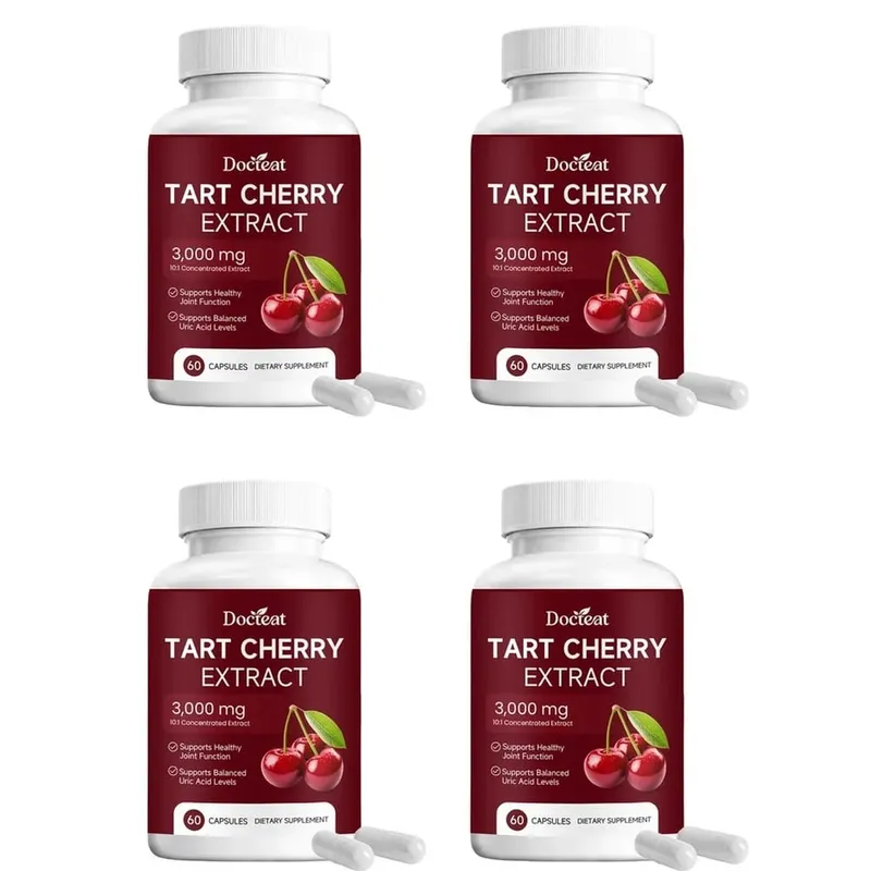 Docteat Tart Cherry Extract Capsules Supports Balanced Uric Acid Levels and Post-Exercise Recovery Comfort 10:1 60 Capsules