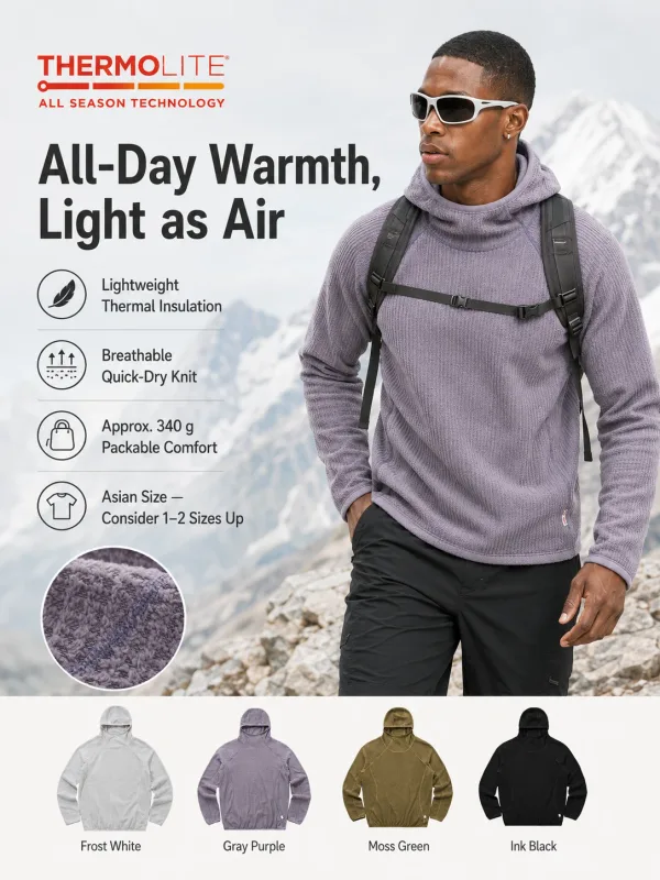 Thermolite® All Season Thermal Hoodie Unisex Lättvikts Quick Dry Pullover Sweatshirt Andas Vinter Mid Layer Activewear — image 15