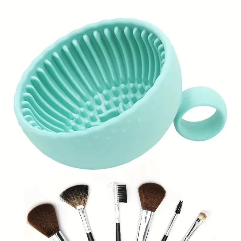 Brush Cleaning Bowl with Brush Cleaning Silicone Makeup Brush Cleaning Bowl for Eyebrows Powder Blusher Face and Eye Brushes — image 3