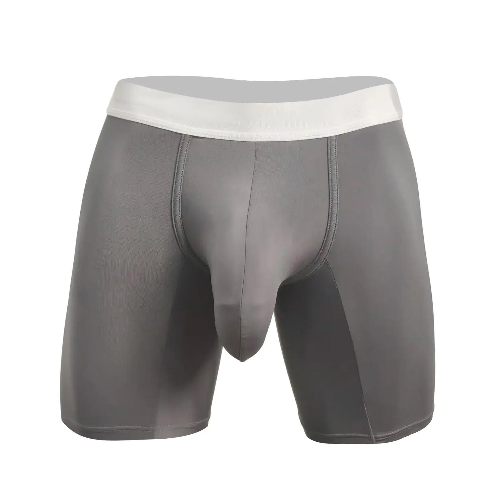 Men Ice Silk Boxer Briefs Deep U Convex Pouch Breathable Cool Quick Dry Sports Running Underwear Anti Chafe Seamless Underpants