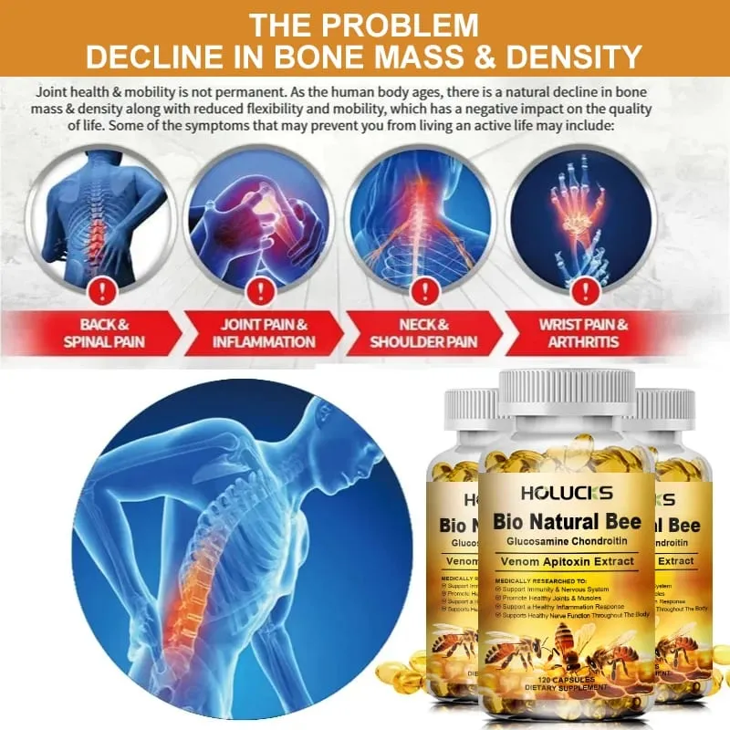 Bio Natural Bee Supplement with Apitoxin & Glucosamine Support Nerve Function Flexibility Alleviate Stiffness Confidence — image 6