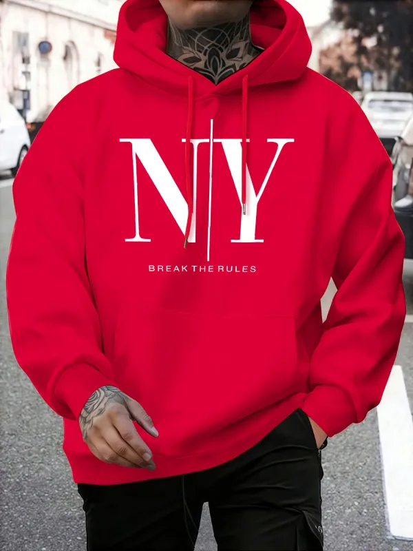 Break The Rules Yes No Prints Autumn Fleece Sweatshirts Men'S Soft Jogging Hoodie Street Comfy Pullovers Sport Loose Sportswears — image 3