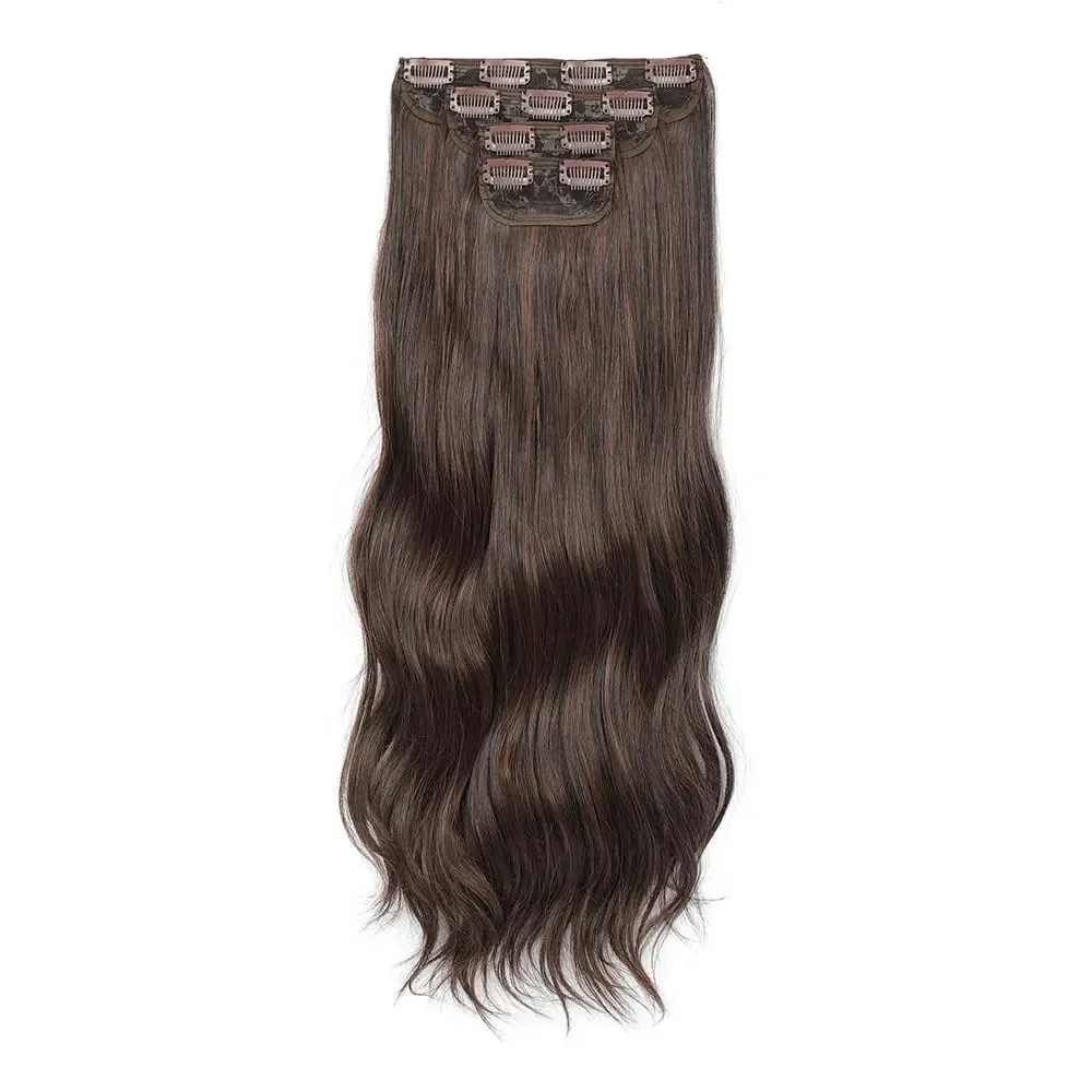 4Pcs/Set 11 Clips 22 Inches 220g Beach Waves Clip in Hair Extensions Sandy Blonde Champagne Heat Resistant Synthetic Hairpiece — image 12