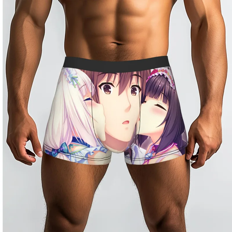 أنيمي N-Nekopara الشوكولاته الفانيليا الملابس الداخلية الرجال المطبوعة لعبة سراويل داخلية للرجال السراويل سراويل داخلية لينة