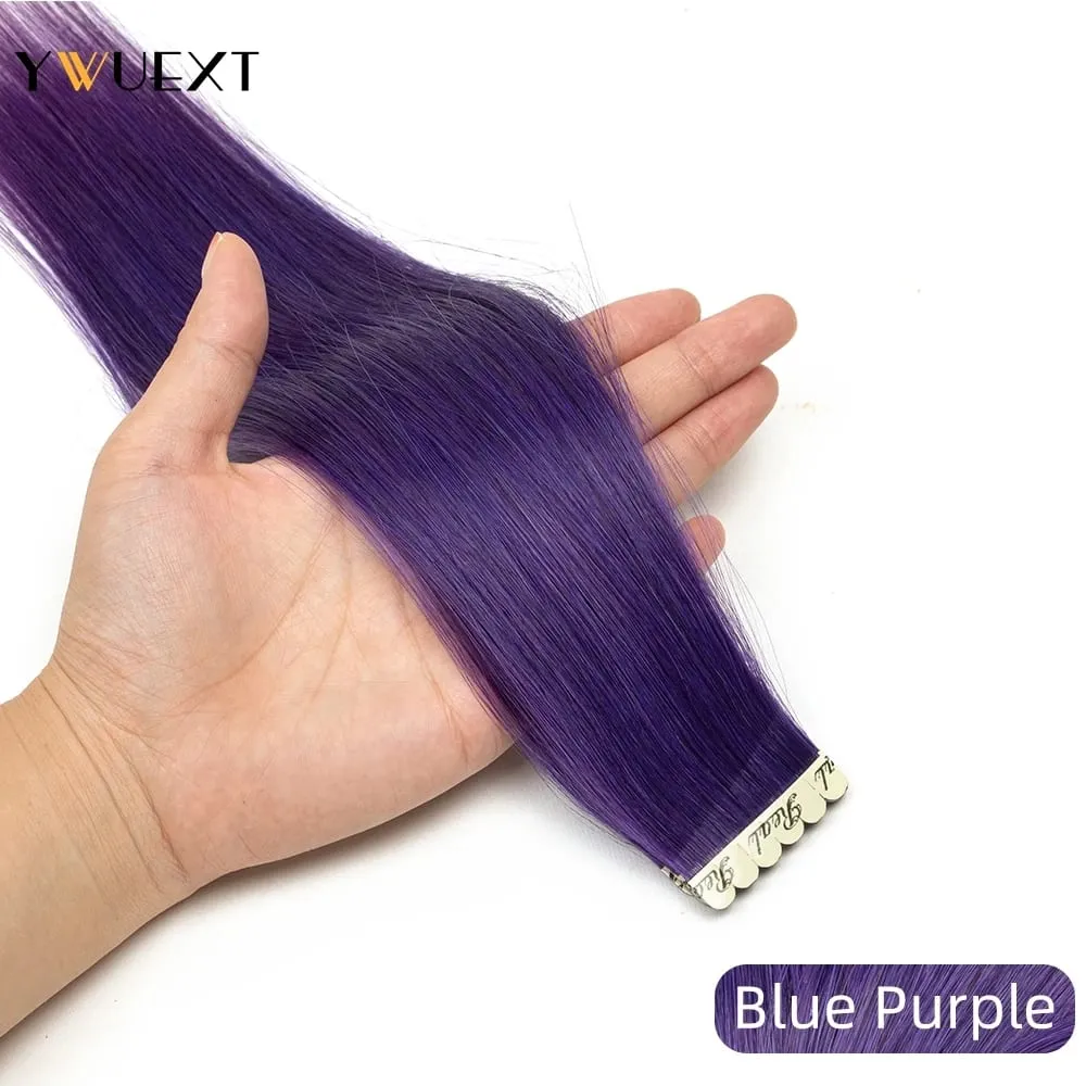 Highlight Red Human Hair Tape In Extensions 12" 16" 20" 24“ Natural Straight Machine Remy Tape In Hair On Glue Adhesive