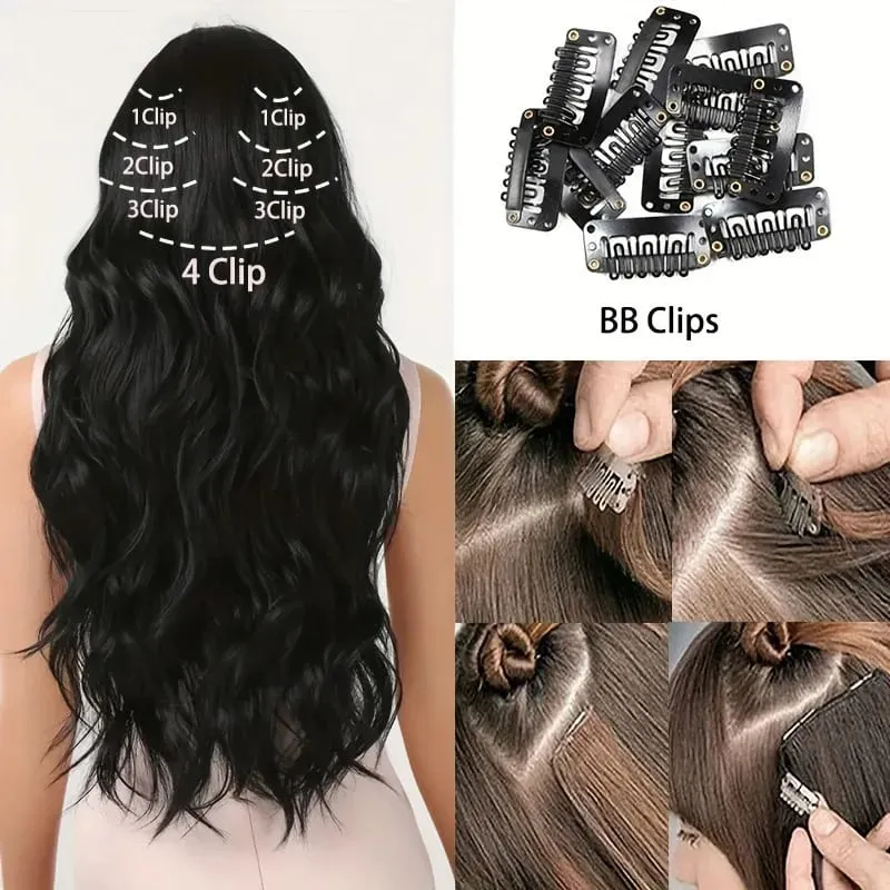 Clip In Hair Extensions 7 PCS Full Head 18Inch Long Curly Wavy Synthetic Hair Pieces Natural Wavy For Women GirlsHair cosplaywig — image 5