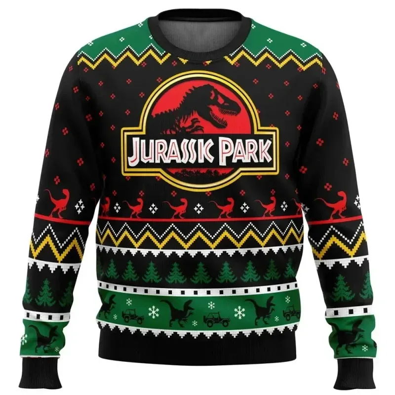 Jurassic Park Dinosaurs Merry Christmas Clothing Gifts Santa Claus sweaters Men's and women's hoodies 3D Autumn and Winter Party — image 14