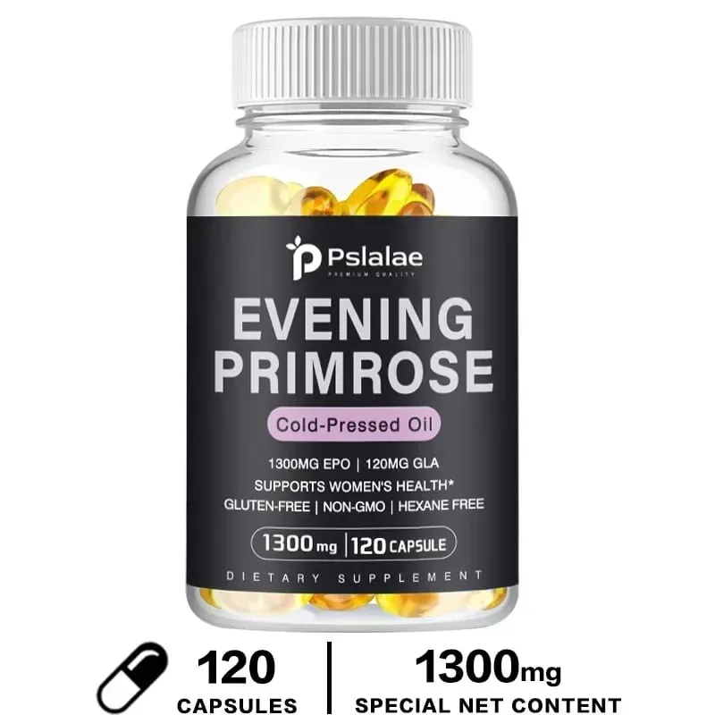 Evening Primrose Supplement Cold Pressed Oil - Contains Gelatin and Vegetable Glycerin To Promote Healthy Skin