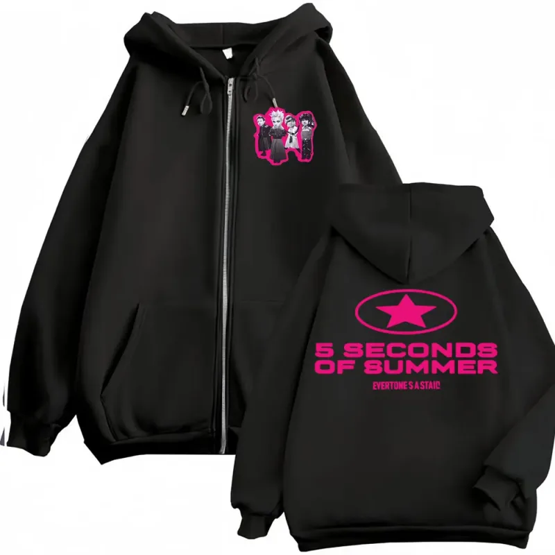 5 Seconds of Summer Everyone's A Star World Tour Zip Up Hoodies Men Women Harajuku Hip Hop Gothic Jacket Sweatshirt Hoodie Coats — image 20