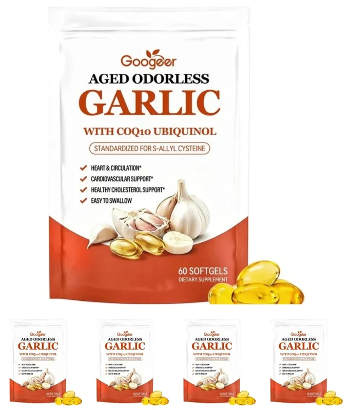 Googeer Aged Odorless Garlic Softgels with CoQ10 Ubiquinol Vitamin K2 MK-7 Heart Circulation Energy Immune Support 60 Count — image 11