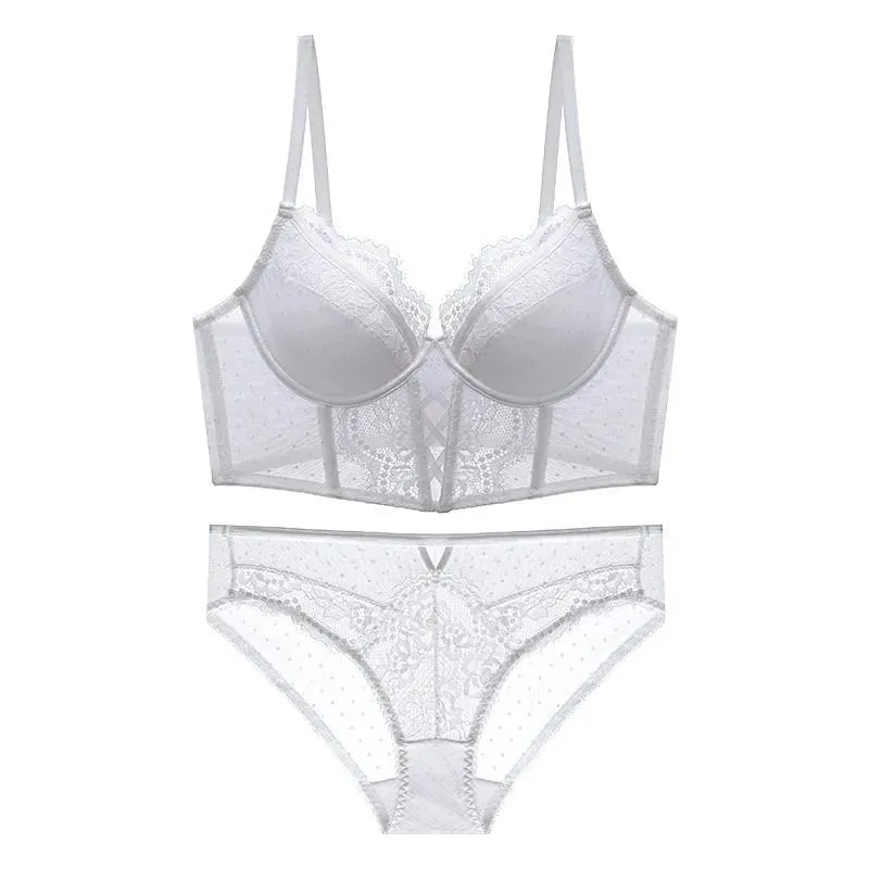 Push Up Blonde Lingeri Sæt til kvinder Sheer Chemise med blød bøjle BH Fishbone Teddy Sexet Brude bryllupsrejse outfit S-XL — image 6