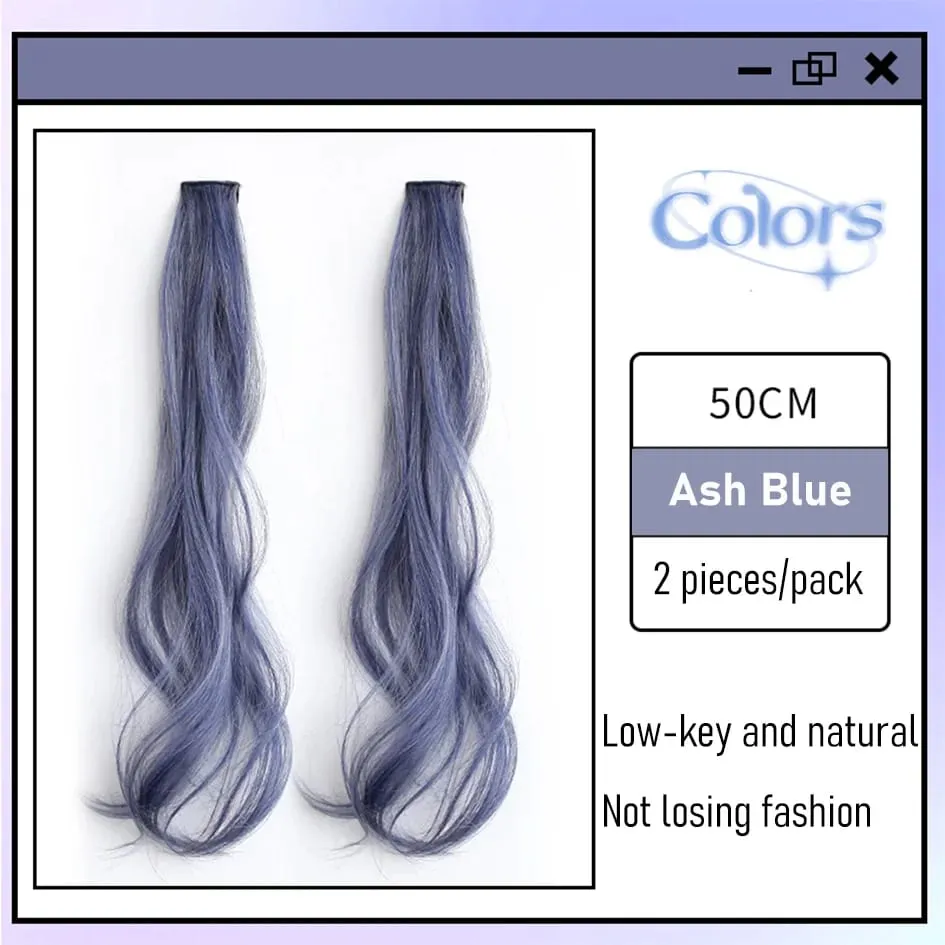Synthetic 2 Pieces/Set 50cm Colored Curly Hair Extensions Water Wave Pink/Blue/Purple Halloween/Christmas Wig — image 10