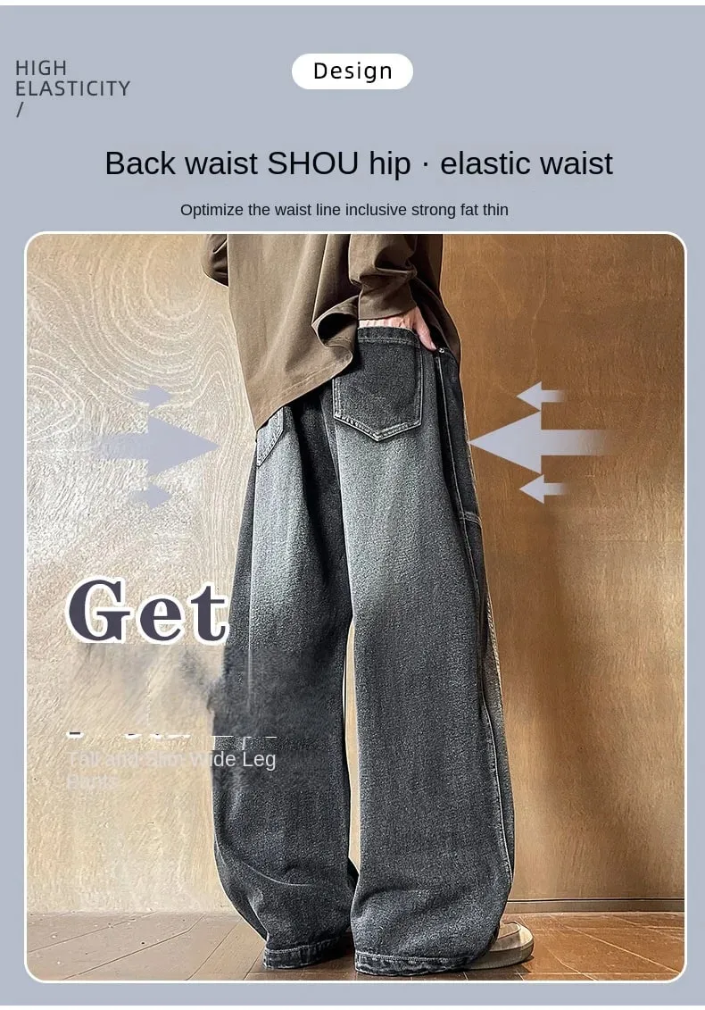 Men's Jeans Man Pants Spring American Retro Patchwork Comfortable Big Size Loose Denim Pants Plus Size Bottoms Stylish Casual