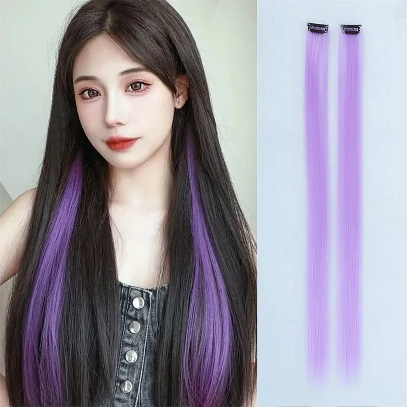 Pick dye wig piece female color hanging ear dye one-piece simulated long straight hair extension piece — image 12