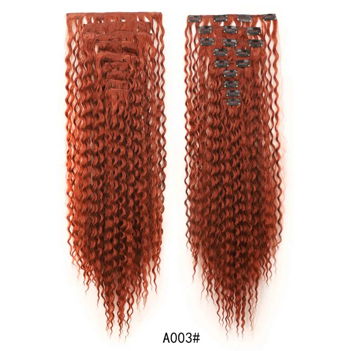 Jeedou Deep Wavy Curly Hair 9Pcs Set Clip-in Hair Extensions Hairpieces with 18 Clips Brown Color Synthetic Hair For Women