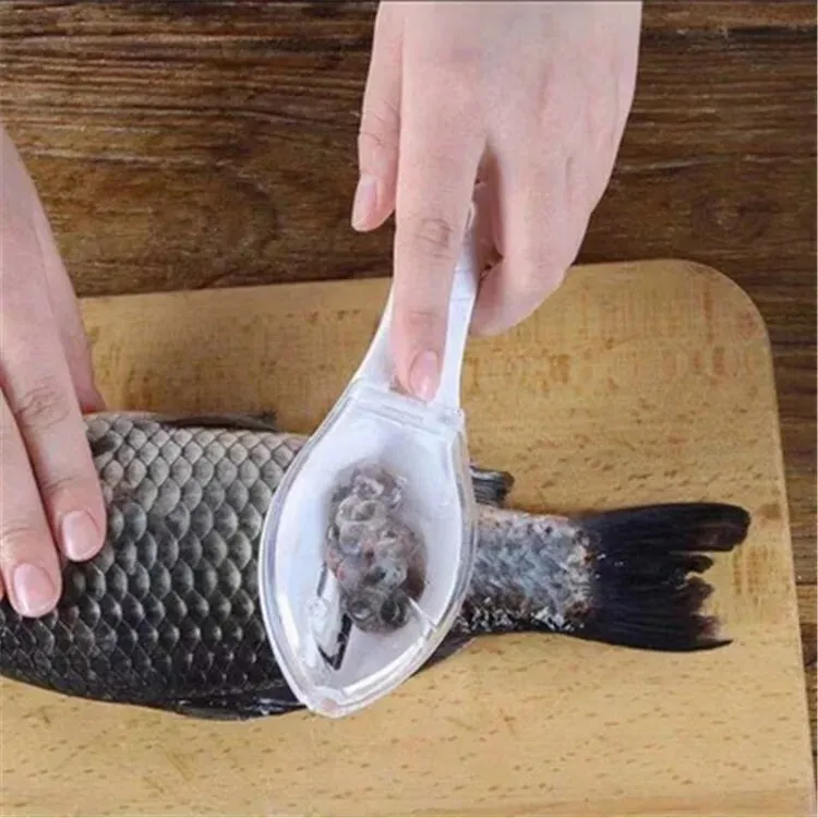 Use a Cover-Equipped Fish Scale Scraper Manual Fish Scale Remover Kitchen Fish Scale Scraper Manual Tool for Removing Fish Scales. — image 2