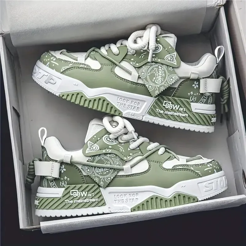 1 Pair of Men's Casual Sneakers Stylish and Comfortable Suitable for All Seasons Geometric Design Ideal for Outdoor Walking — image 3