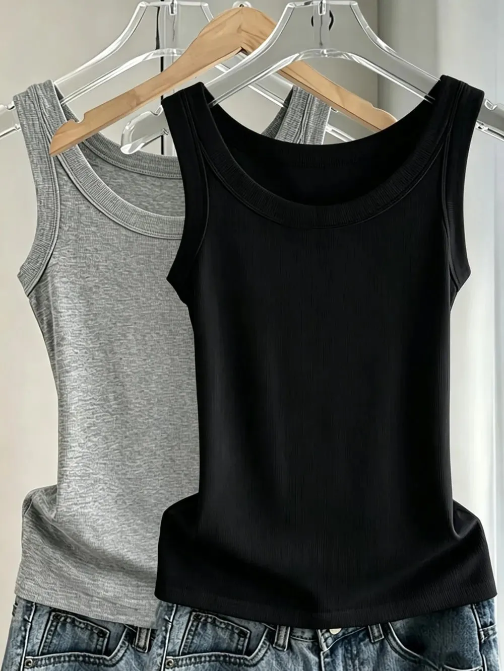 Y2K Ribbed Cotton Tank Tops Womens Summer Basic Slim O-Neck Sleeveless Casual Soft Breathable Vest Sporty Wear Daily Undershirt — image 15