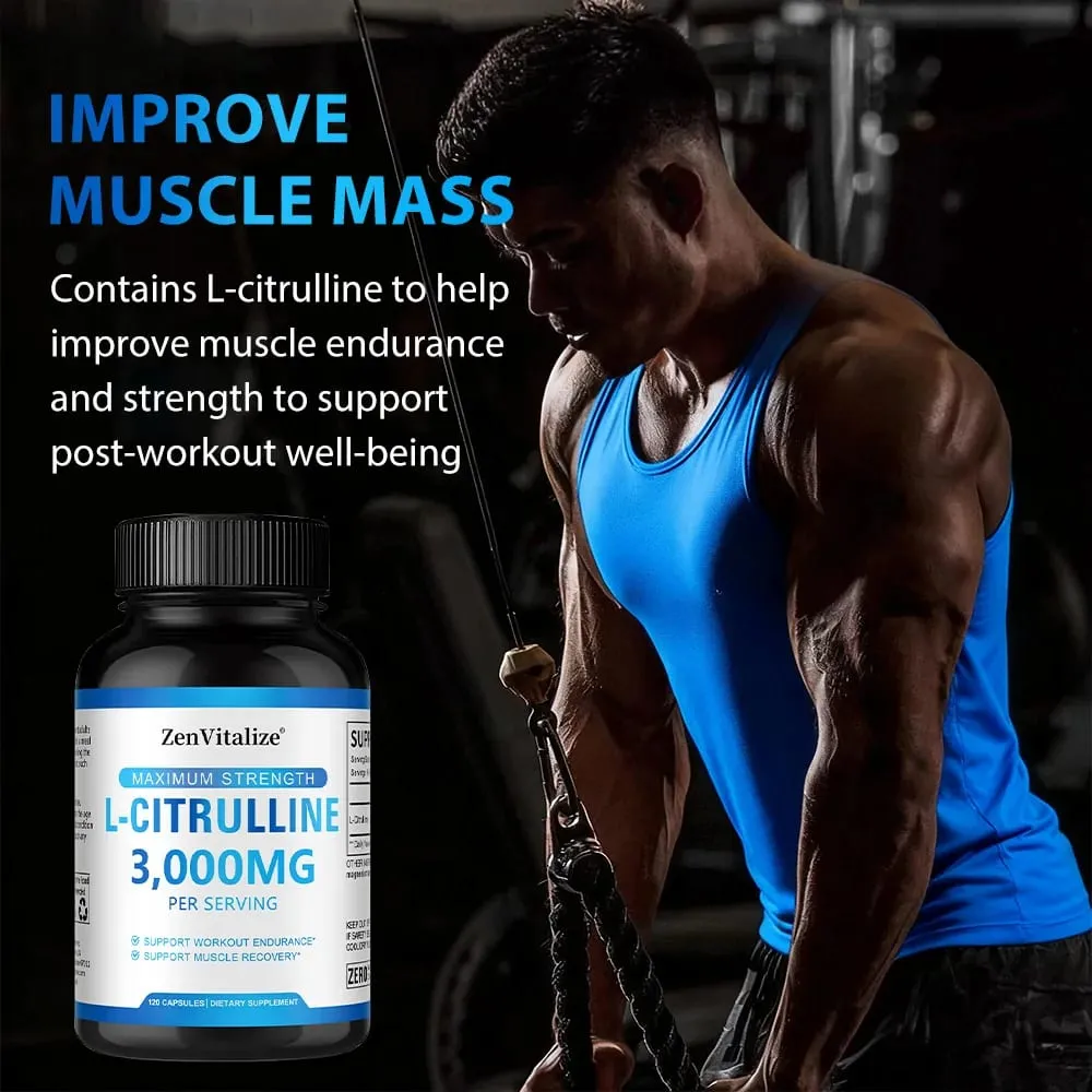 L Citrulline 3000mg Supplement Capsules for Men & Women - Muscle Recovery & Workout Endurance - Vegan Non-GMO — image 3