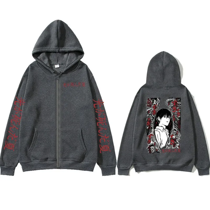 Anime The Summer Hikaru Died Zipper Hoodies MHikaru Yoshiki Manga Zip Up Hooded Sweatshirts Long Sleeves Pullovers Jackets Coats — image 4
