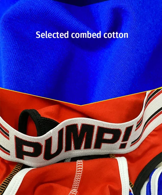 Men's Cotton Color Block Briefs, Pump! Logo Wide Waistband Low Rise Sexy 3D Convex Pouch Underwear 3256813080433415 — image 10