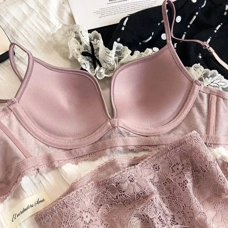 Sexy Lace Deep V Push Up Bra & Panty Set for Women Push Up Padded Underwire Lingerie Set