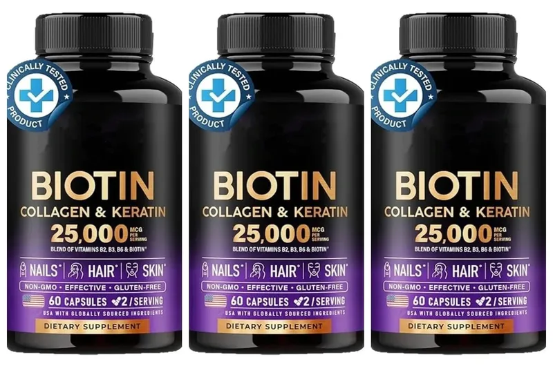 Biotin Capsules Contain Collagen and Vitamin B2 B3 B6 & B7 for Women Men Hair Care Supplements Skin & Nails Support 60 Pieces — image 9