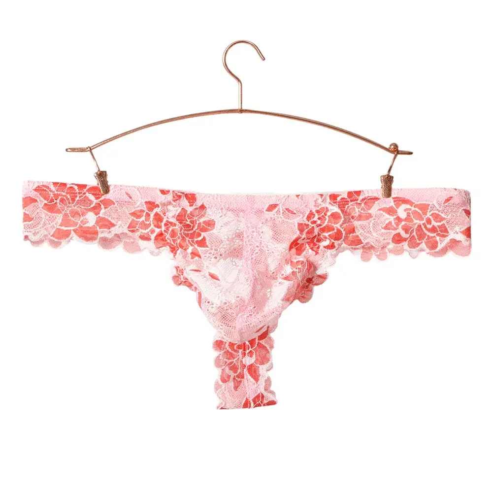 Men Floral Lace Thong Low Rise Elastic Waist G‑String Breathable See‑Through Floral Print Male Underwear Sexy Lingerie Panties — image 3