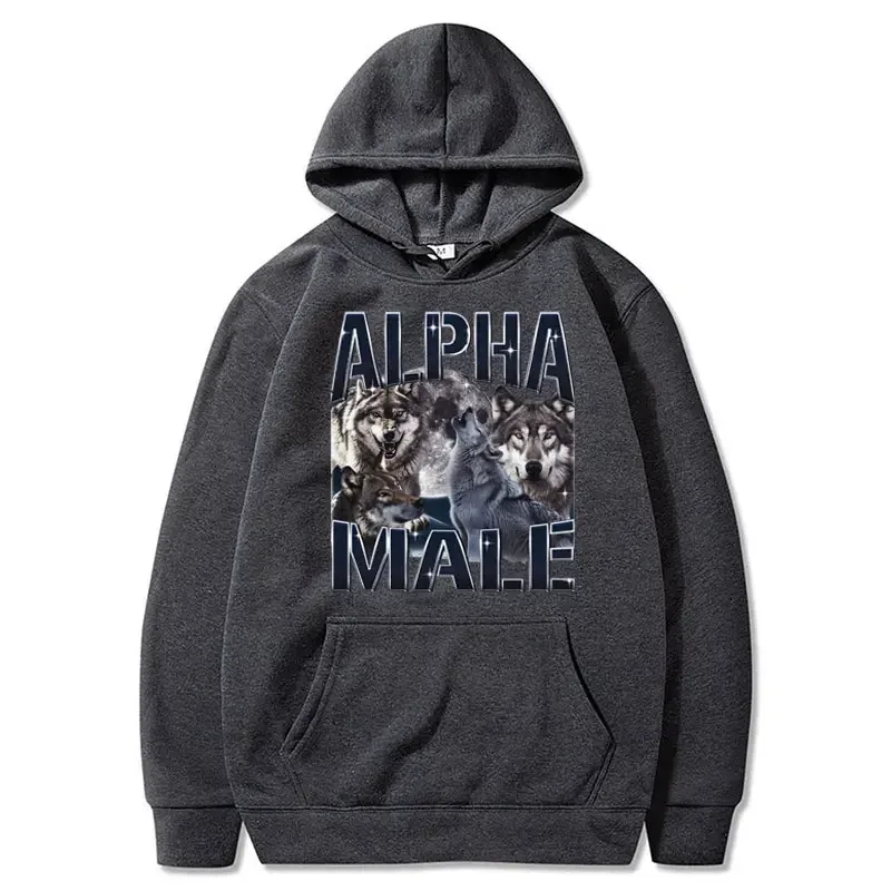 Wolf Pack Hoodie Unisex Alpha Male Moon Rolig Retro Vintage Estetisk Cool Trendig Oversized Casual Sport Sweatshirts — image 6