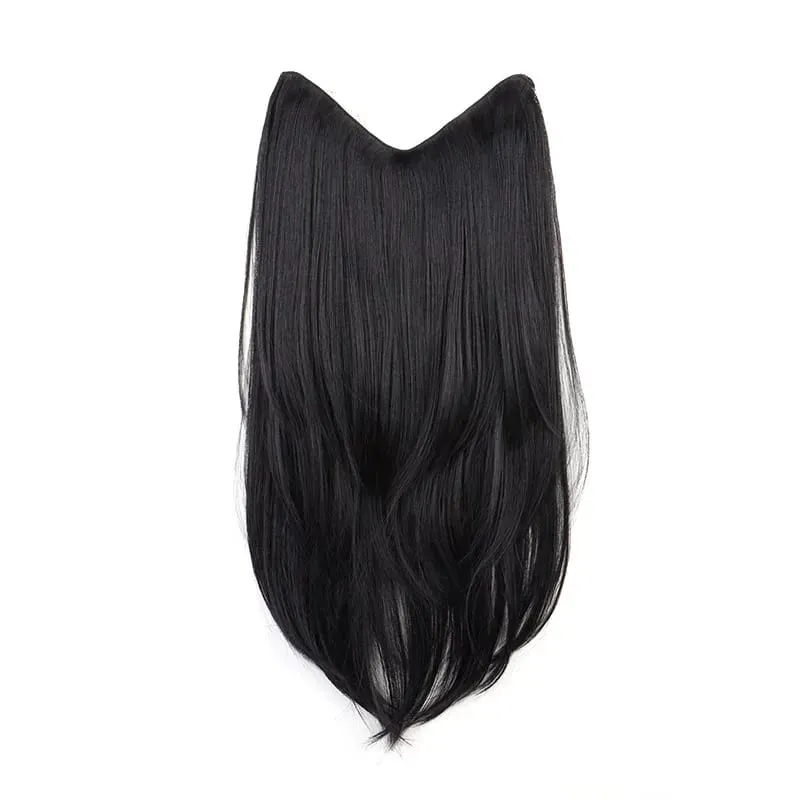 22Inch Synthetic V-Shape Long Straight Hair Extension Layered Hairpiece Natural Invisible Everyday Wear for Women Daily Party