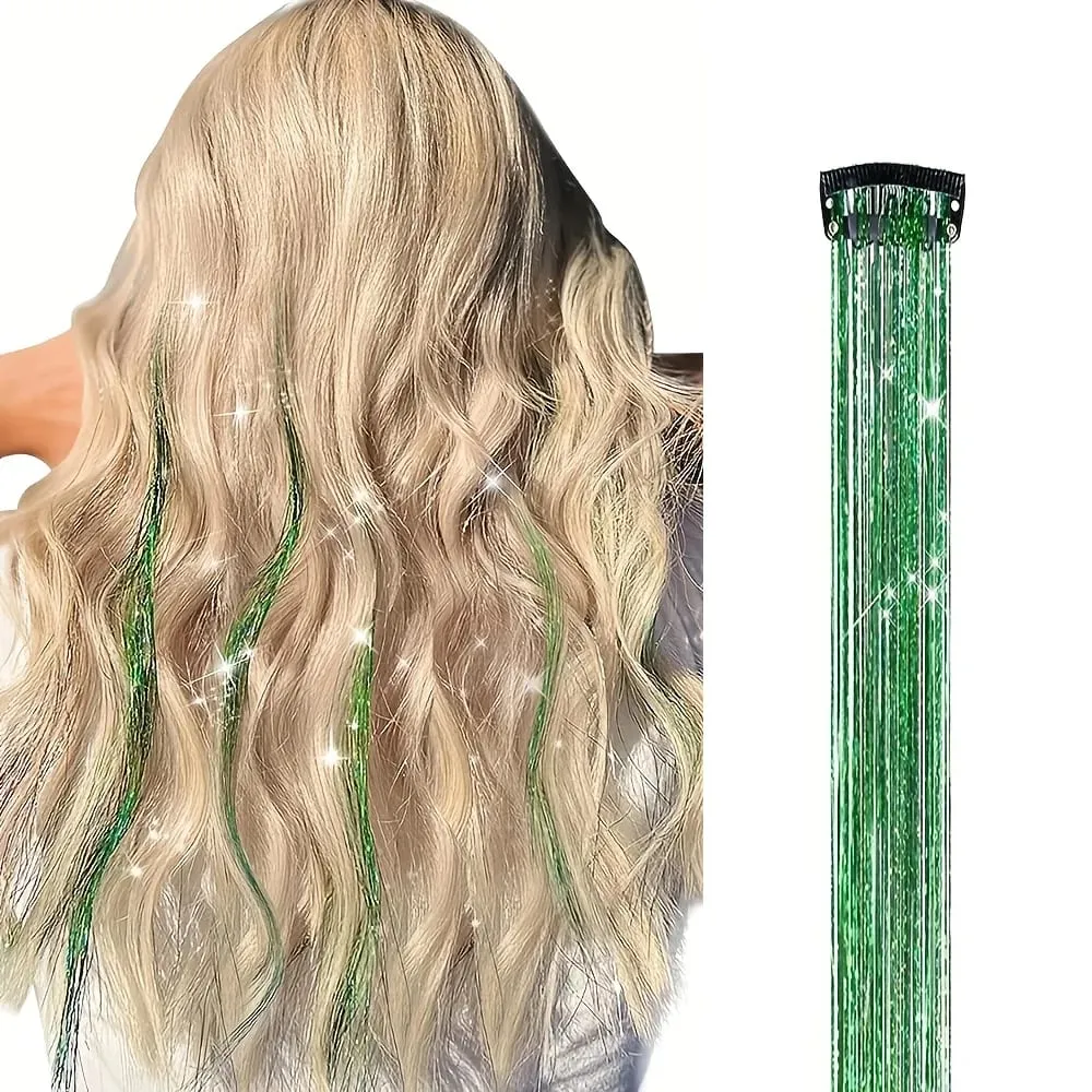 Hair Tinsel Clip in Rainbow Hair Accessories 24 Inch Fairy Hair Tinsel Kit for Women Glitter Extensions Synthetic for Christmas — image 13