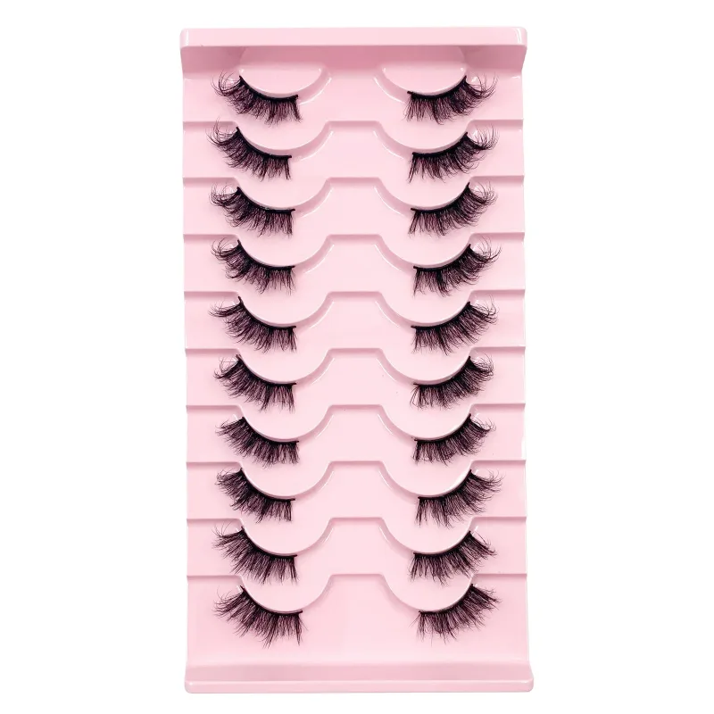 3D Cat Eye Lashes Half Eyelashes 10Pairs Half Lashes Natural Clear Stem False Eyelash Extension Makeup Faux Cils maquiag