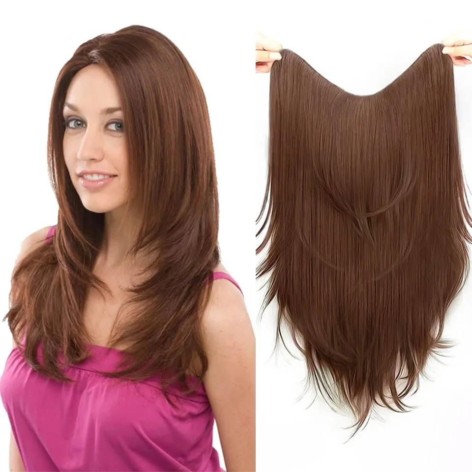 Synthetic Wig One-piece Straight Wig Layered Extension Wig Korean Fluffy Hair Piece Extension Wig For Women Christmas New Year — image 8