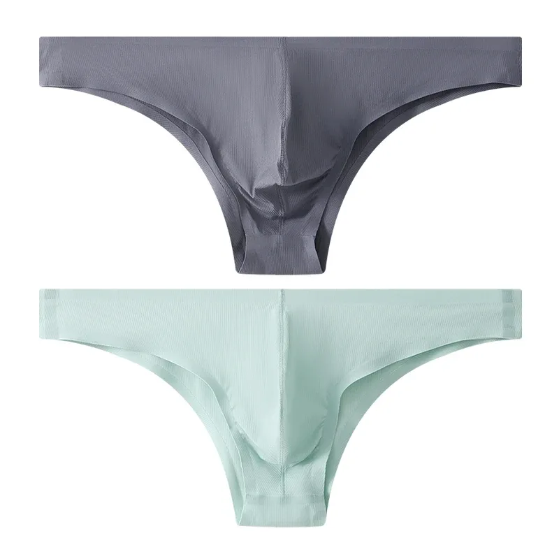 Intimo da uomo a triangolo piccolo a mezza anca a vita bassa sexy da uomo giovane slip senza cuciture in seta di ghiaccio mutandine estive leggere e traspiranti — image 19