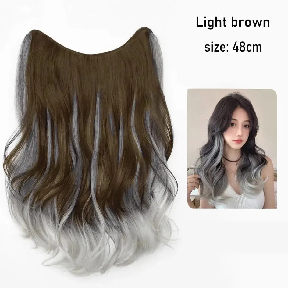 Synthetische 5 Clip 50 cm farbige Haarverlängerungen, Wasserwellen-Perücke, rosa Perücke, graue Perücke, Clip-on-Haarverlängerungen, Weihnachten — image 17