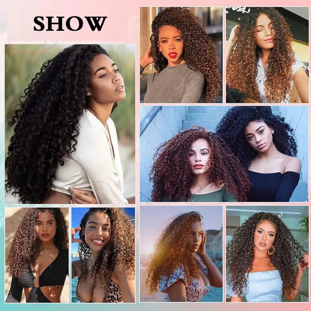 Women's Clip-In Curly Hair Extensions Synthetic Wavy Fibers Lightweight & Breathable Fashion Icon Hairpiece for Daily Wear