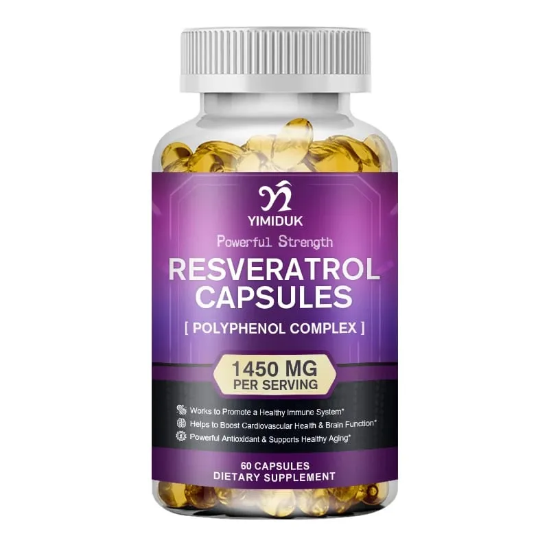 Resveratrol 1450mg Trans-Resveratrol Antioxidant Supplement Support Cardiovascular Digestive Joint Health & Immune System