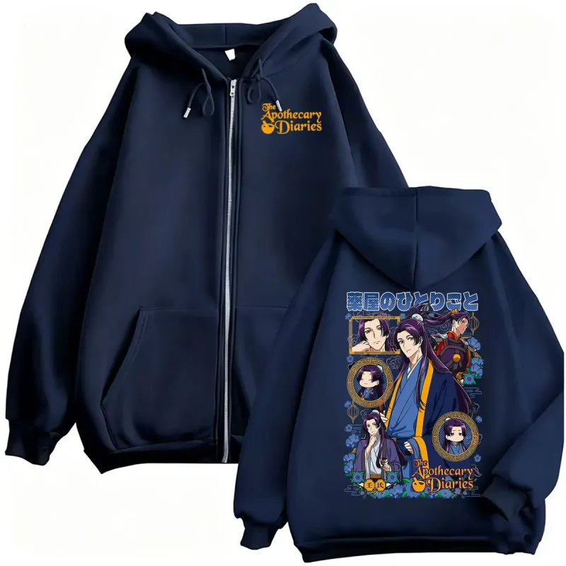 Anime The Apothecary Diaries Jinshi and Maomao Manga Zip Up Hoodies Men Women Vintage Fashion Cute Kawaii Sweatshirt Jacket Coat — image 3