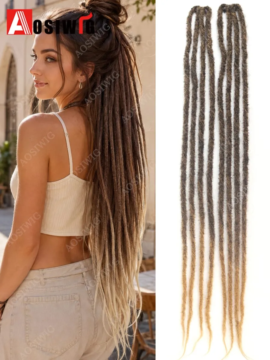Long Dreadlocks Clip In Hair Extensions for Women Synthetic Braided Hairpieces Boho Faux Locs Hair Braids Festival Party Hair Ac — image 8